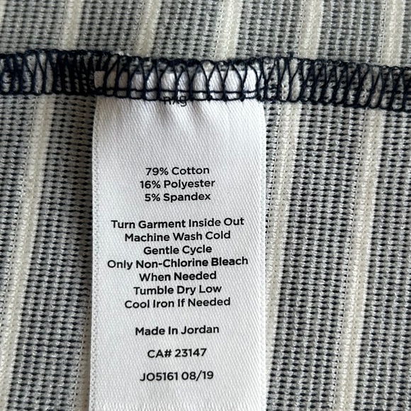 New Talbots White Navy Straps 79%Cotton 16% Polyester Long Sleeve Dress size 8P - Picture 11 of 12